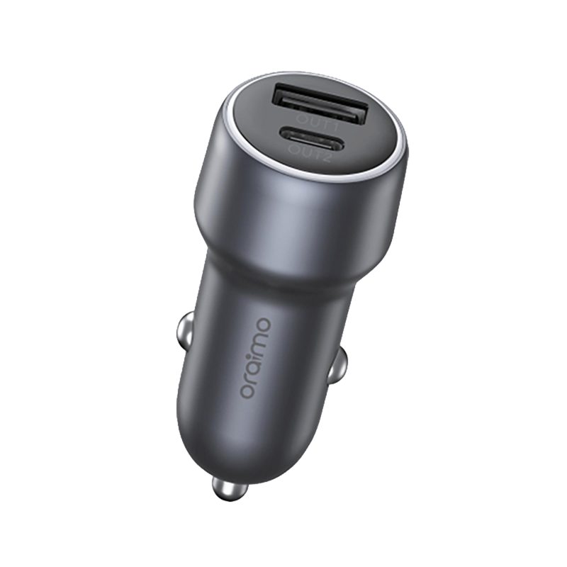 شاحن سيارة أورايمو powerdrive 301 pro بمنفذين وبقدرة 30 واط - كروم داكن