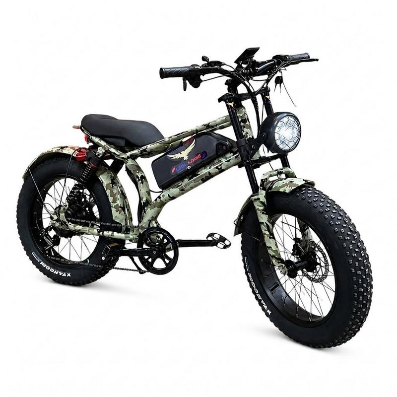 دراجة كهربائية رياضية صحراوية بمحرك 1000w - كفرات عريضة مقاس 20 وبطارية 48v 15ah مع ناقل حركة شيمانو