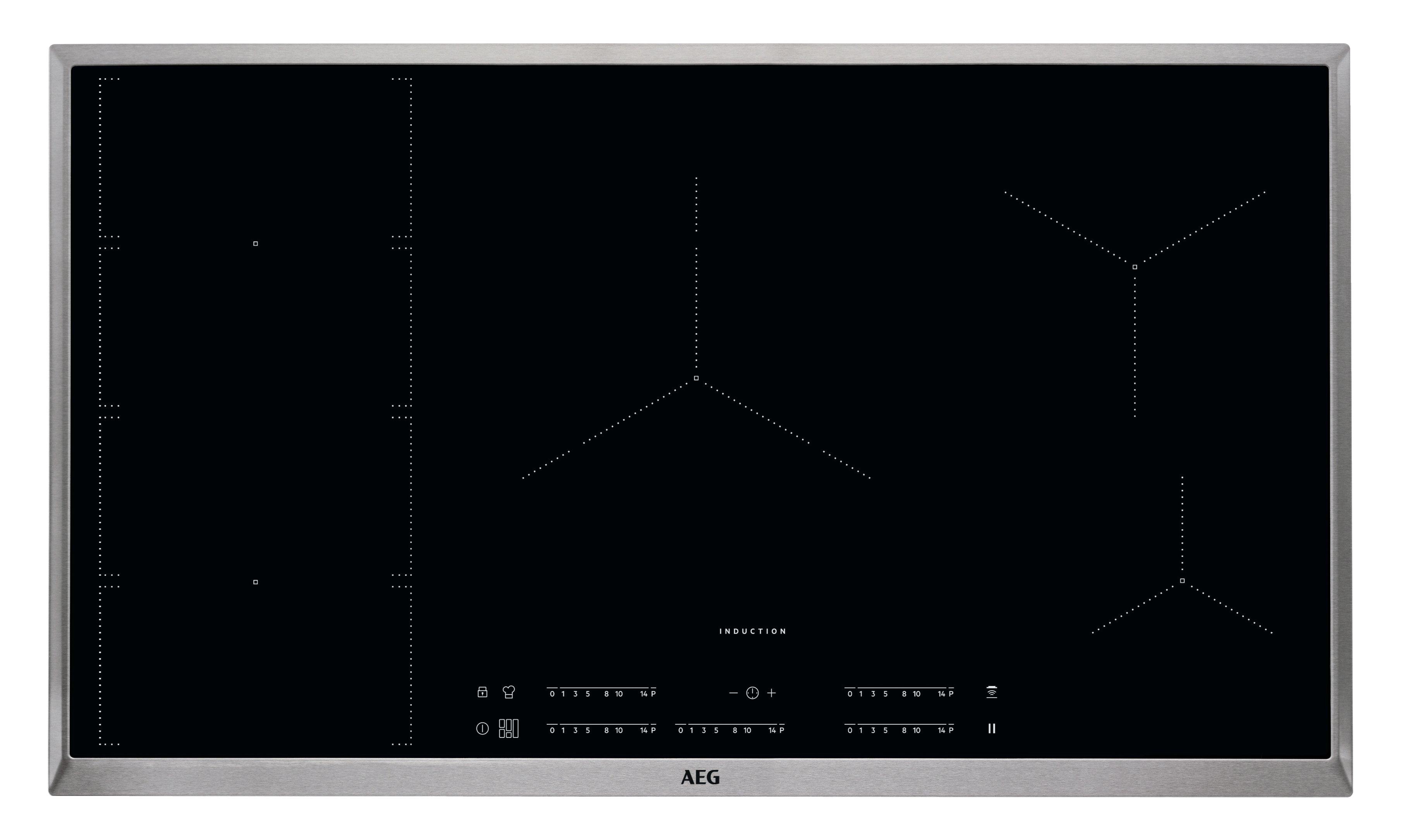 aeg Aeg 90cm Induction Hob 5 Zones Sliding Touch Control Steel Frame , Fuel Type: Induction, Number of Burners / Zones: 5, Display Type: Digital, Built-in, Touch, 2 Years