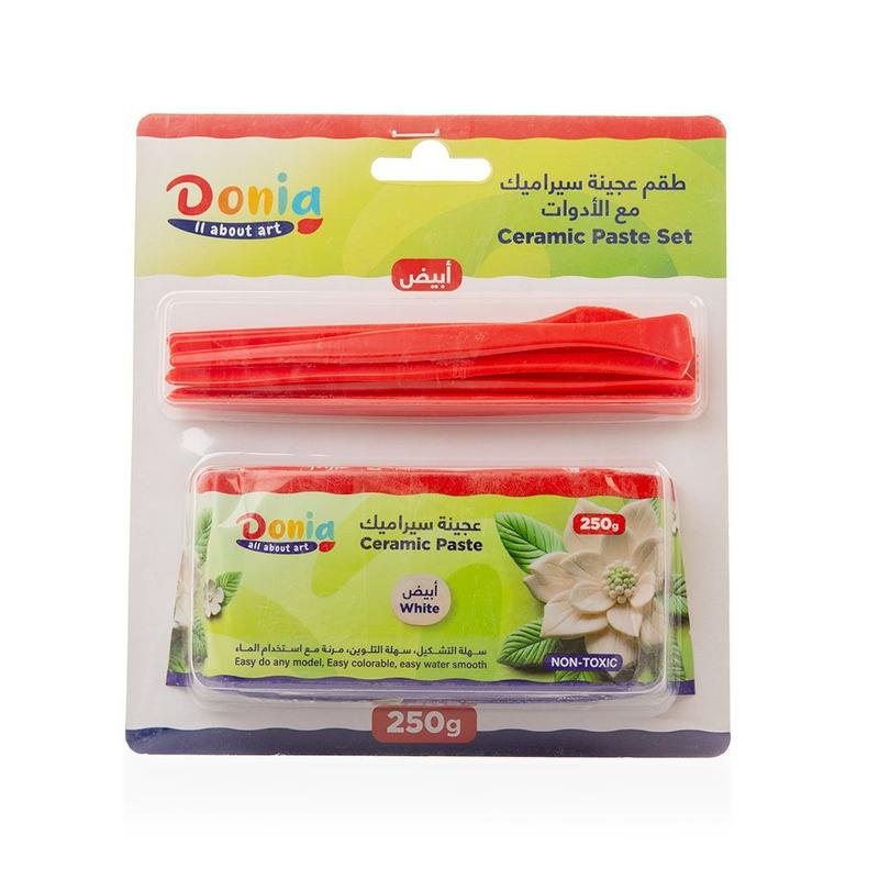 طقم عجينه سيراميك ابيض مع الادوات دنيا