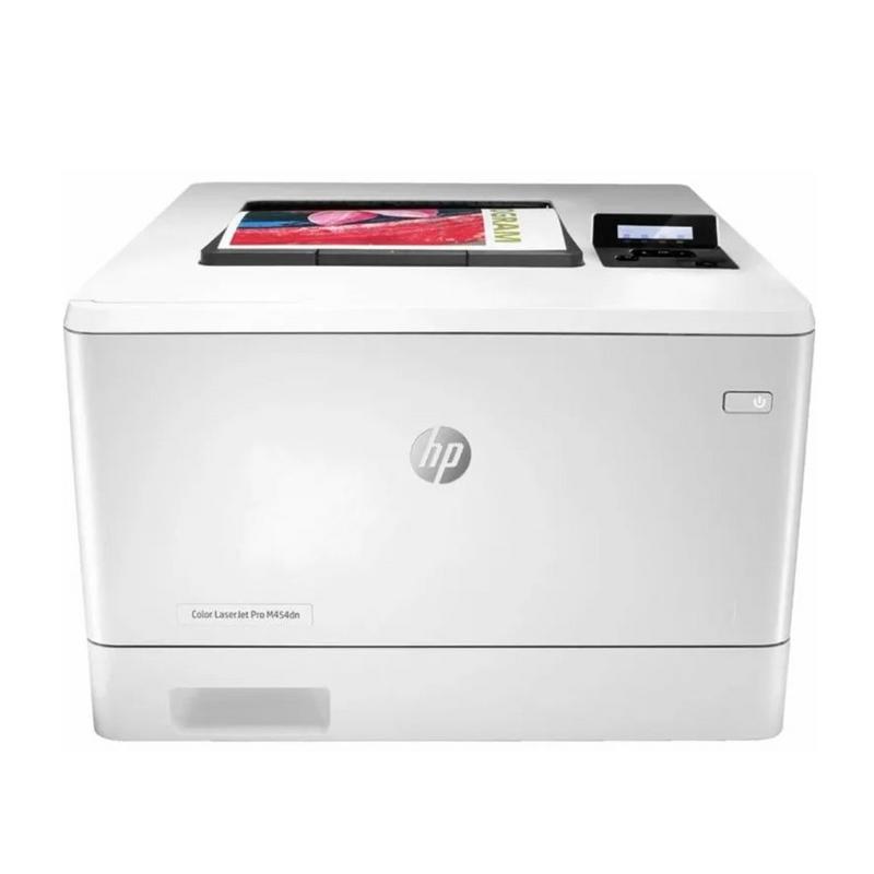 طابعة hp color laserjet pro m454dn (w1y44a)، طباعة على الوجهين، منفذ إيثرنت مدمج، لون أبيض