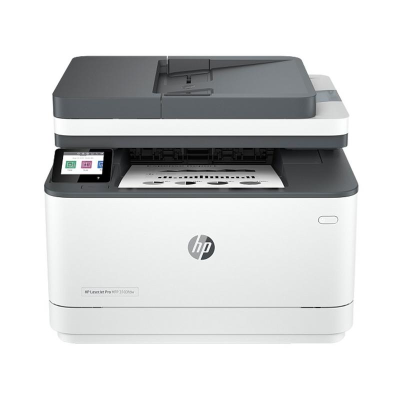 طابعة hp laserjet pro mfp 3103fdw (3g632a)، طباعة، نسخ، مسح ضوئي، فاكس، منفذ usb، منفذ إيثرنت، لون أبيض