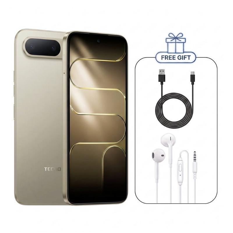 جوال تكنو سبارك 50 يدعم 5g+ ذاكرة 128+4 جيجابايت مع بطارية 6500 مللي أمبير + سماعات سلكية ريفرسونج وكابل تايب سي مجاناً - ذهبي شامبين