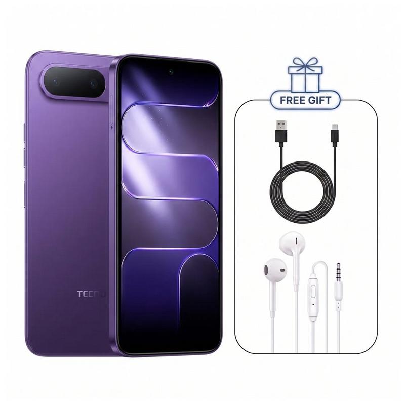 جوال تكنو سبارك 50 يدعم 5g+ ذاكرة 128+4 جيجابايت مع بطارية 6500 مللي أمبير + سماعات سلكية ريفرسونج وكابل تايب سي مجاناً - بنفسجي خيالي
