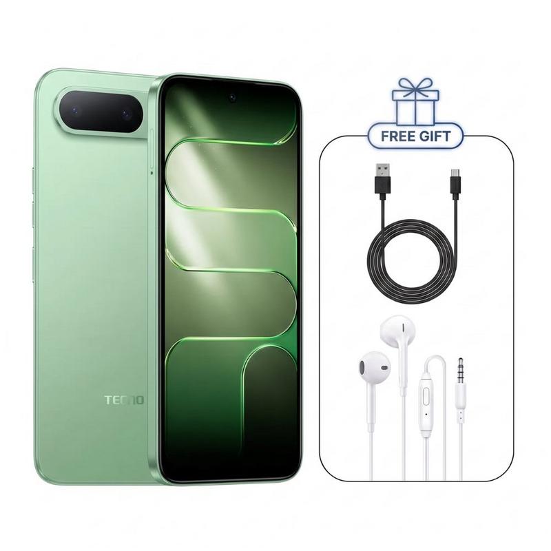 جوال تكنو سبارك 50 يدعم 5g+ ذاكرة 128+4 جيجابايت مع بطارية 6500 مللي أمبير + سماعات سلكية ريفرسونج وكابل تايب سي مجاناً - أخضر نعناعي