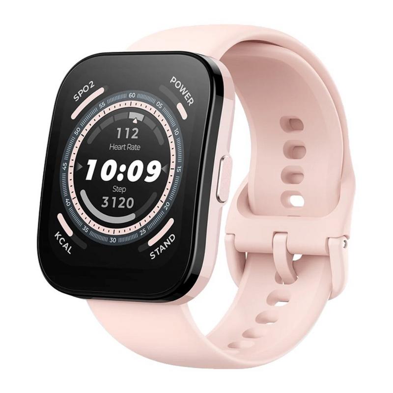 ساعة أمازفيت بيب 5 الذكية شاشة عملاقة 1.91 بوصة وتدعم مكالمات البلوتوث لون وردي | ساعة amazfit bip 5 بنظام gps مدمج وبطارية 10 أيام