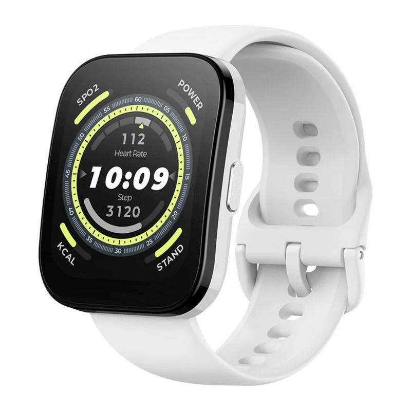 ساعة أمازفيت بيب 5 الذكية شاشة عملاقة 1.91 بوصة وتدعم مكالمات البلوتوث لون أبيض | ساعة Amazfit Bip 5 بنظام GPS مدمج وبطارية 10 أيام