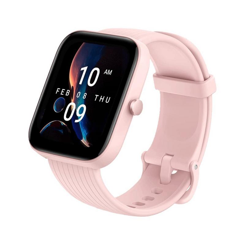 ساعة أمازفيت بيب 3 برو الذكية شاشة 1.69 بوصة مع نظام gps مدمج لون وردي | ساعة amazfit bip 3 pro مقاومة للماء 5atm وبطارية 14 يوم