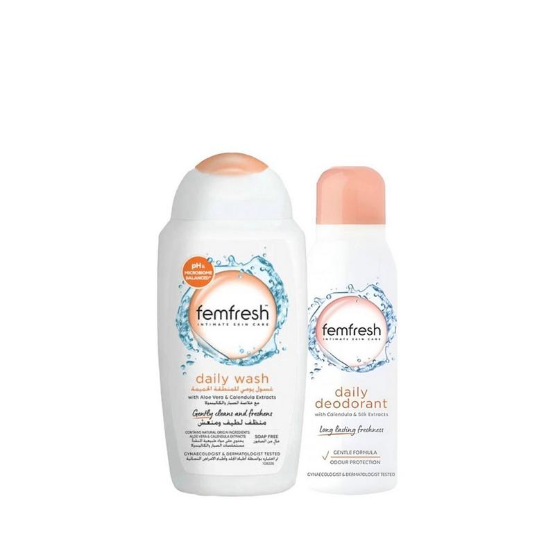 مجموعة femfresh للعناية اليومية للمناطق الحساسة - منظف ورذاذ مزيل روائح