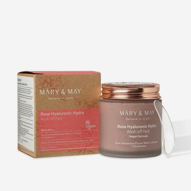 ماسك ورد mary & may بالهيالورونيك 125 جم - ترطيب، تهدئة وإشراقة فورية