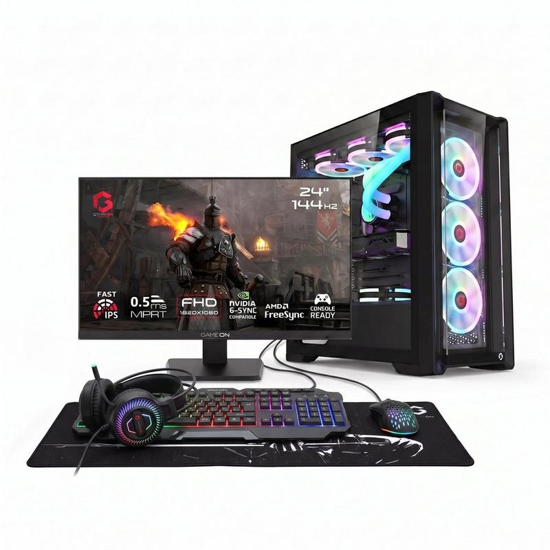 تجميعة بي سي كومبو شاشة 24 انش 144 هرتز i5 الجيل 14 | rtx3050 6gb | مع ملحقات الألعاب - أسود