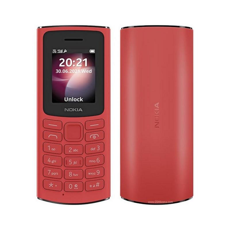 نوكيا 105 4g بشريحة مزدوجة، ذاكرة ram 48 ميجابايت، rom 128mb حمراء