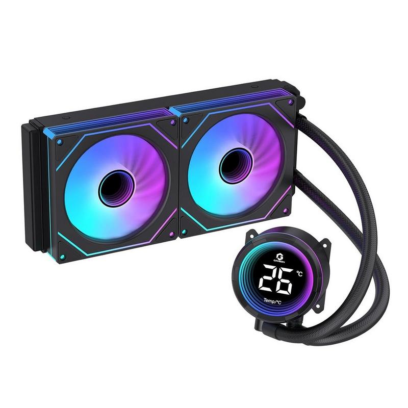 مبرد المعالج السائل gameon kraken x380 (مقاس 240 مم) بتقنية argb، مزود بمروحتين argb مقاس 120 مم (بتقنية pwm)، ومضخة بمحمل سيراميكي، وقاعدة تبريد نحاسية، ومتوافق مع معالجات intel وamd، باللون الأسود