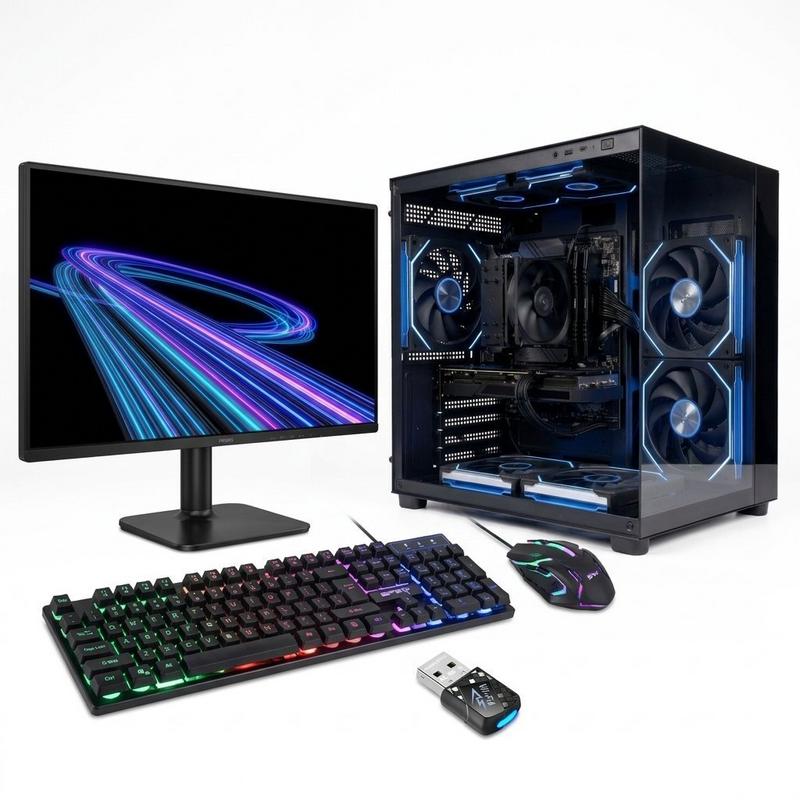 Rtx 5060 8gb | core ultra 5 230f | 16gb ddr5 | كامل قيمنق سيتب | وماوس كيبورد + philips 24e2g2200 144hz شاشة + 1tb nvme أسود — windows 11 pro