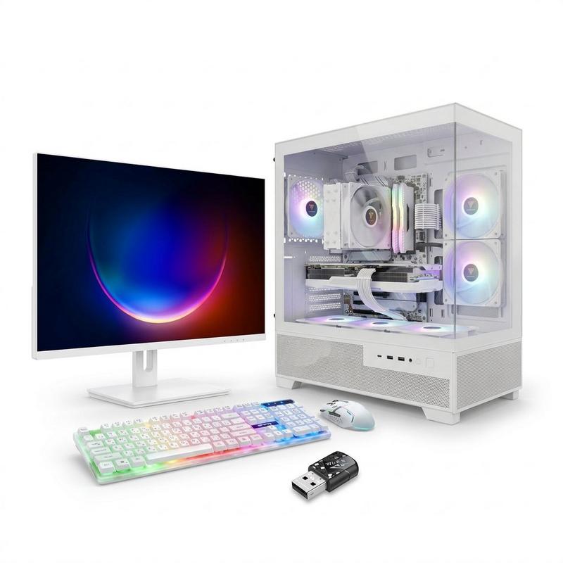 Rtx 5060 ti 8gb | core ultra 5 230f | 16gb كامل قيمنق سيتب كيبورد + spear 24" fhd ips 144hz hdr شاشة + ddr5 | 1tb nvme أبيض — windows 11 pro | وماوس