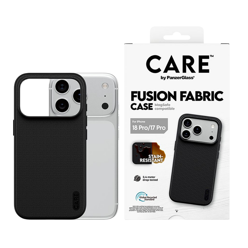 كفر حماية بانزر جلاس care فيوجن فابريك magsafe ايفون 18 برو - أسود