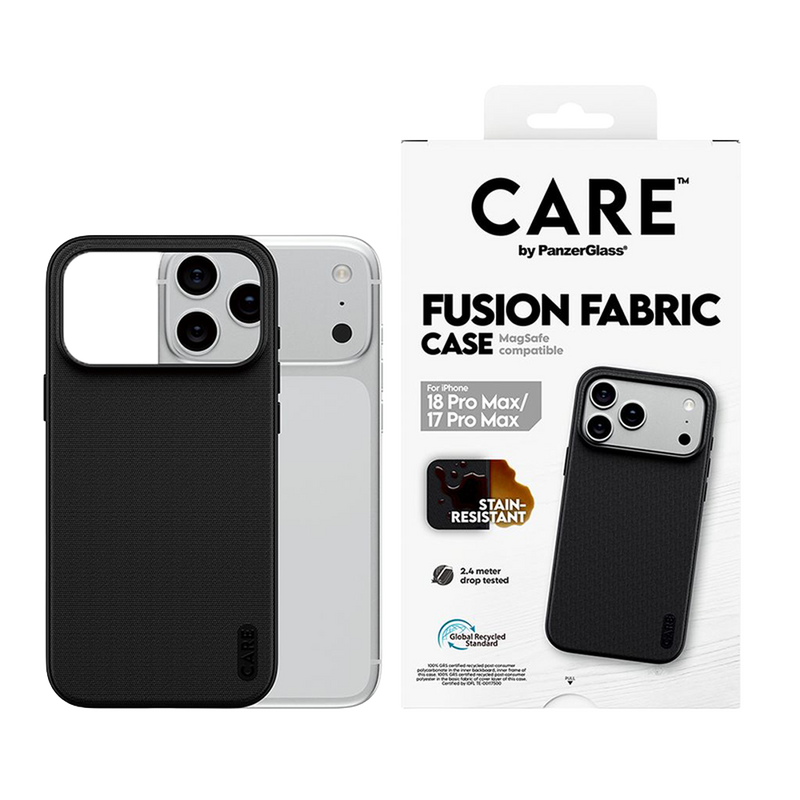 كفر حماية بانزر جلاس care فيوجن فابريك magsafe ايفون 18 برو ماكس - أسود