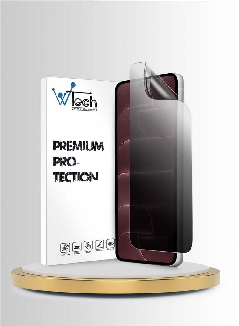 واقي شاشة لهاتف apple iphone 18 pro max 5g 2026 (غشاء wtech premium hydrogel - شفاف، رقيق ومرن، ومزود بتقنية حماية الخصوصية/منع التلصص - mshfmp)