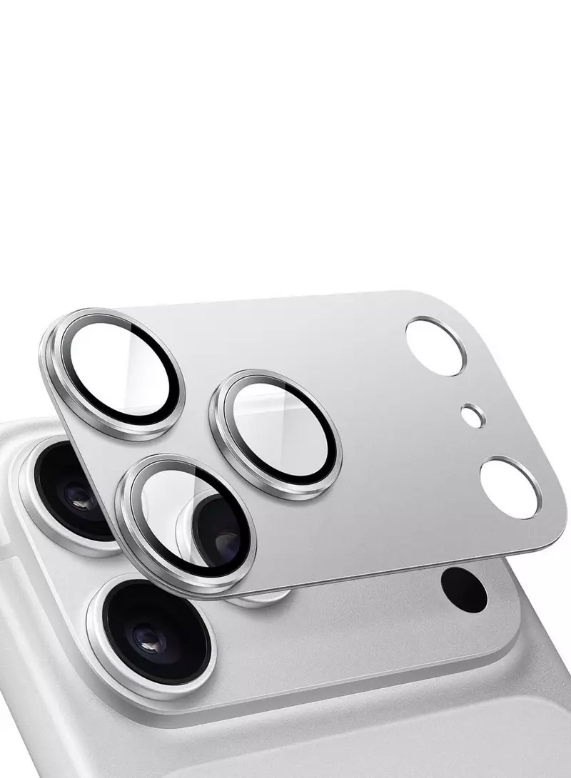 Wtech 3d metal ring camera lens protector full cover protector shield compatible with apple iphone 18 pro 5g 2026, (silver)