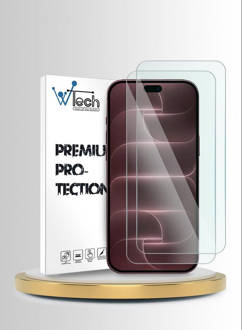 [عبوة من قطعتين] واقي شاشة لهاتف apple iphone 18 pro max 5g (إصدار 2026)، سلسلة wtech premium من الزجاج المقسى بدرجة صلابة 9h (msg9cn) - شفاف