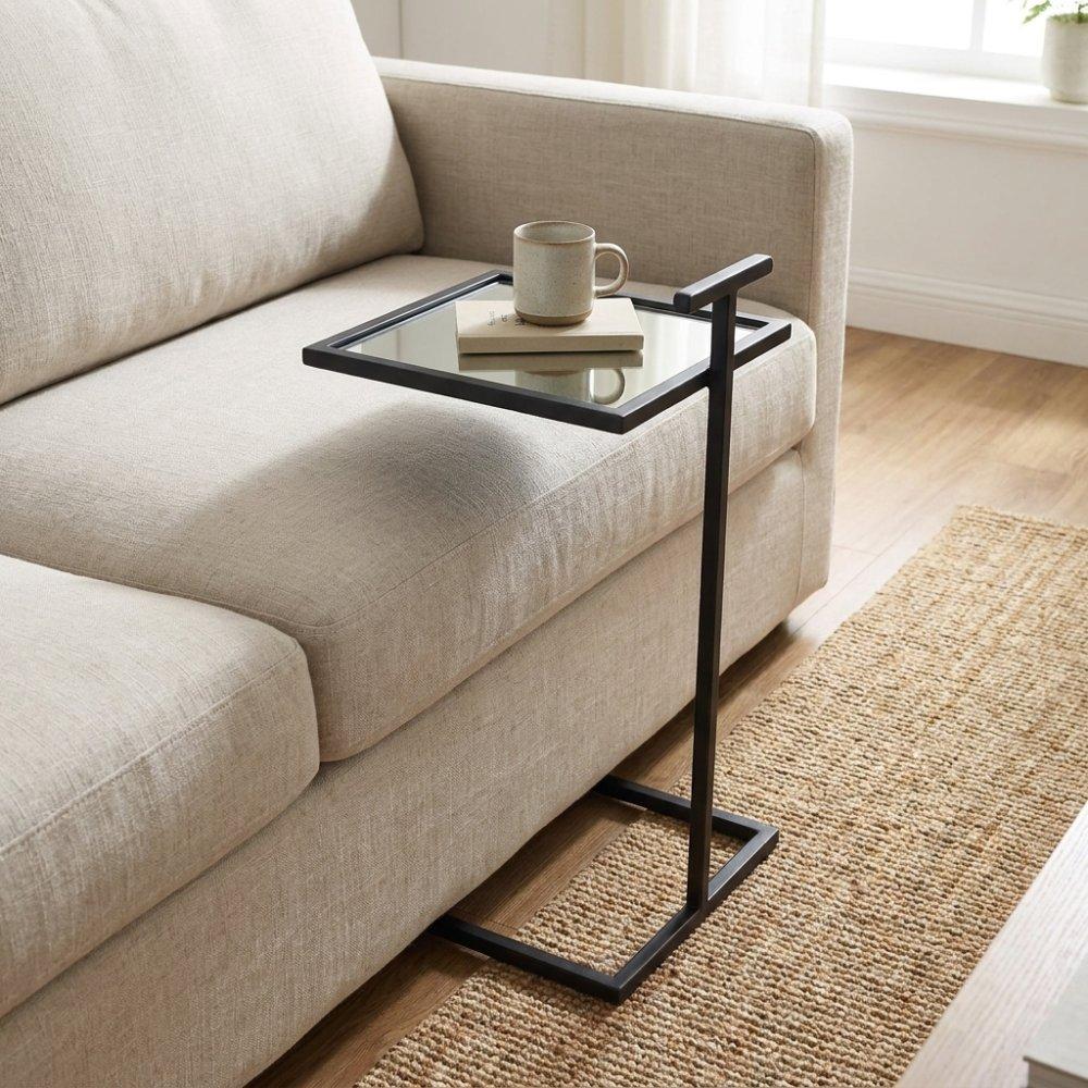 Iron side table with mirrored top and premium indian craftsmanship - eXtra